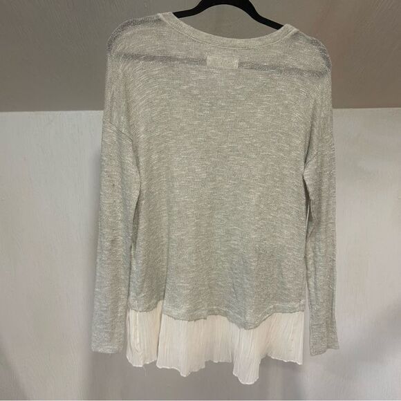 Abercrombie & Fitch Oversized Sparkling Knit with Pleated Chiffon Hem Sweater - Picture 11 of 13